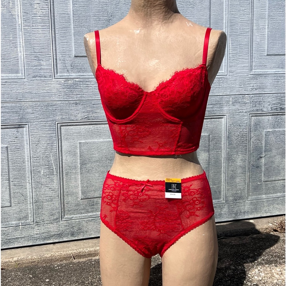 - INC Sz S Red Bustier & High Rise Panty Set! NEW! - Picture 4 of 16